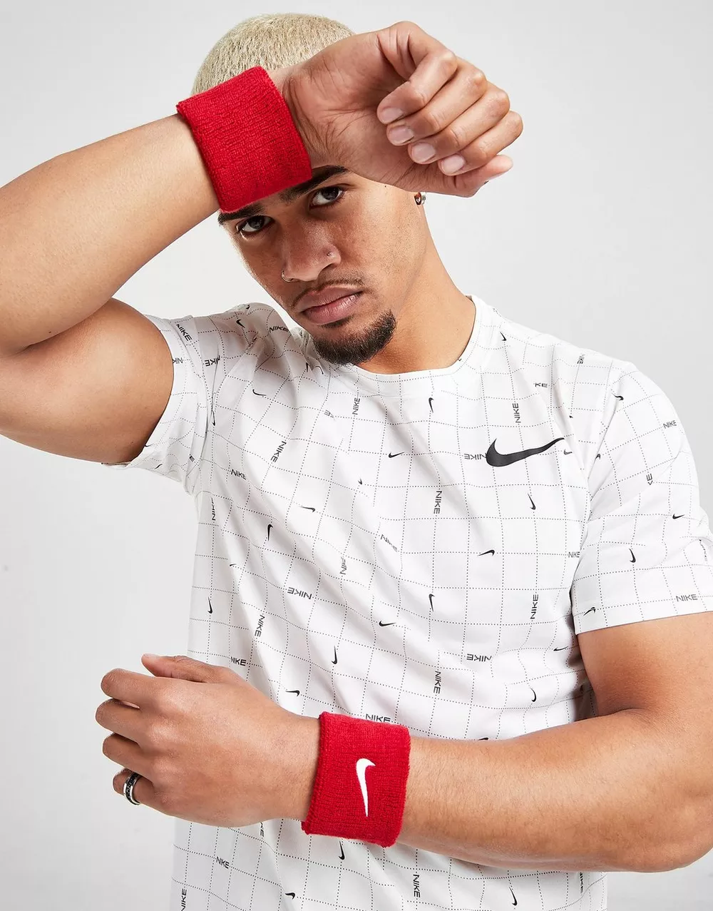 NIKE ПОВ'ЯЗКА SWOOSH 2PK WB RED/WHT NIKE HEAD/WRIST BANDS, фото 1 з 3