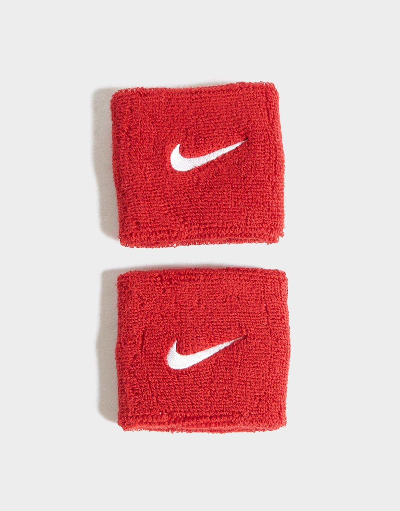 Dámske fitness doplnky NIKE OPASKA SWOOSH 2PK WB RED/WHT NIKE HEAD/WRIST BANDS NN04601C Červená