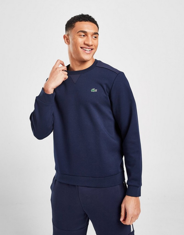 Bluza męska LACOSTE ZWYKŁA COLOUR BLOCK TAPE CREW SWEATSHIRT SH9604423 Granatowy