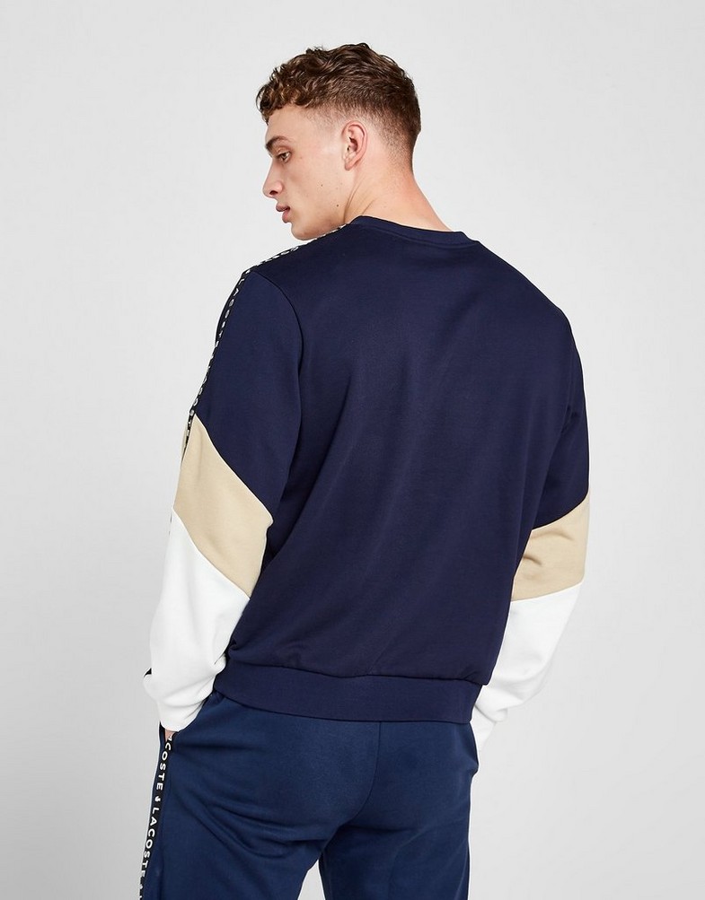 Bluza męska LACOSTE ZWYKŁA COLOUR BLOCK TAPE CREW SWEATSHIRT SH9604423 Granatowy