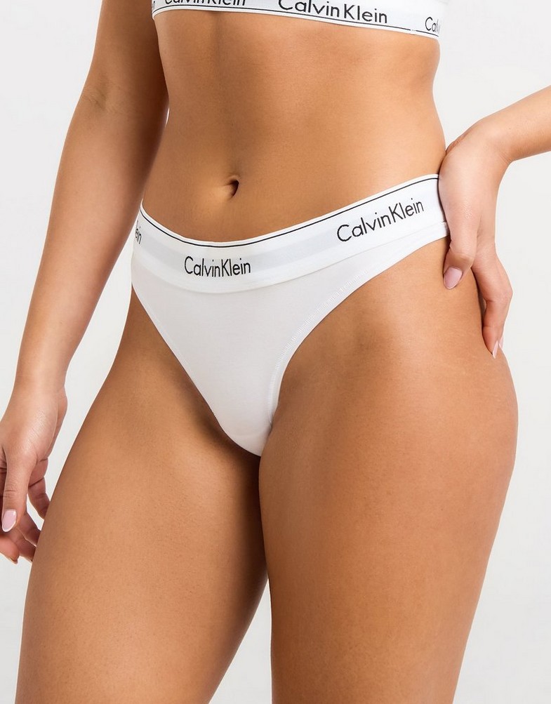Lenjerie intimă pentru femei CALVIN KLEIN FIGI MODERN COTTON THONG 0000F3786E100 Alb