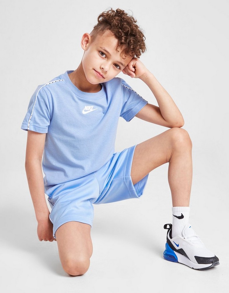 Koszulka, t-shirt dziecięcy NIKE T-SHIRT SWOOSH TAPE T-SHIRT/SHORTS SET CHI 86I046C60 Niebieski