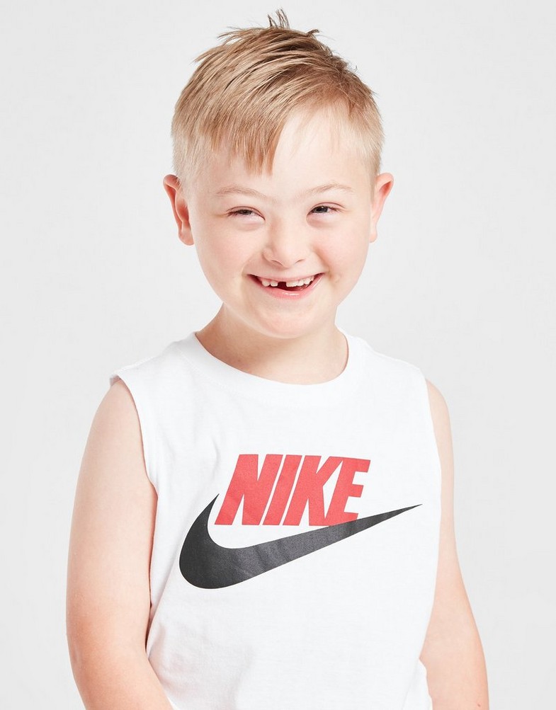 Koszulka, t-shirt dziecięcy NIKE T-SHIRT LOGO TANK TOP/SHORTS SET CHILDREN 86H837023 Biały