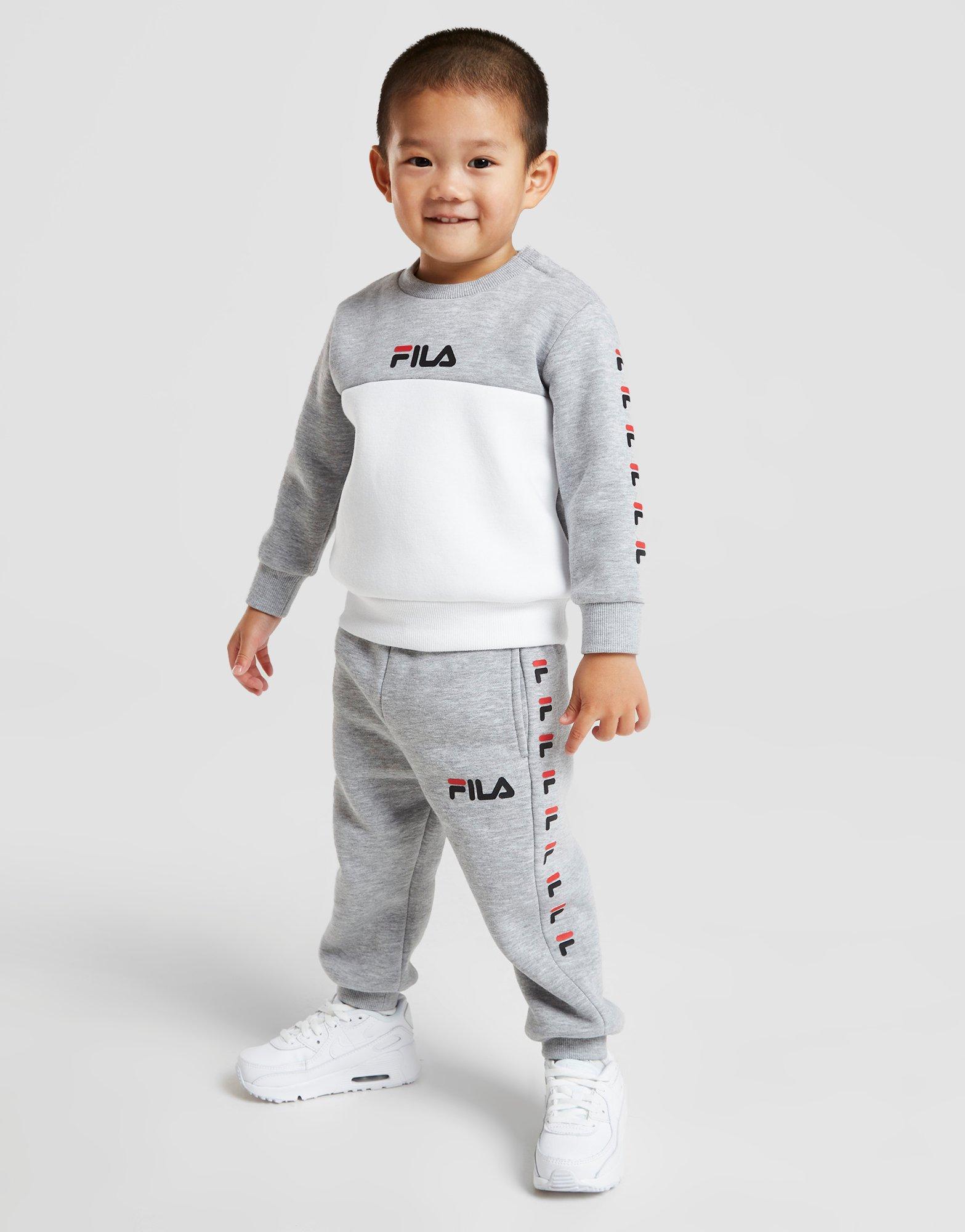 Komplet dresowy dziecięcy FILA DRES REPEAT LOGO COLOUR BLOCK CREW SS21JDI004 Szary