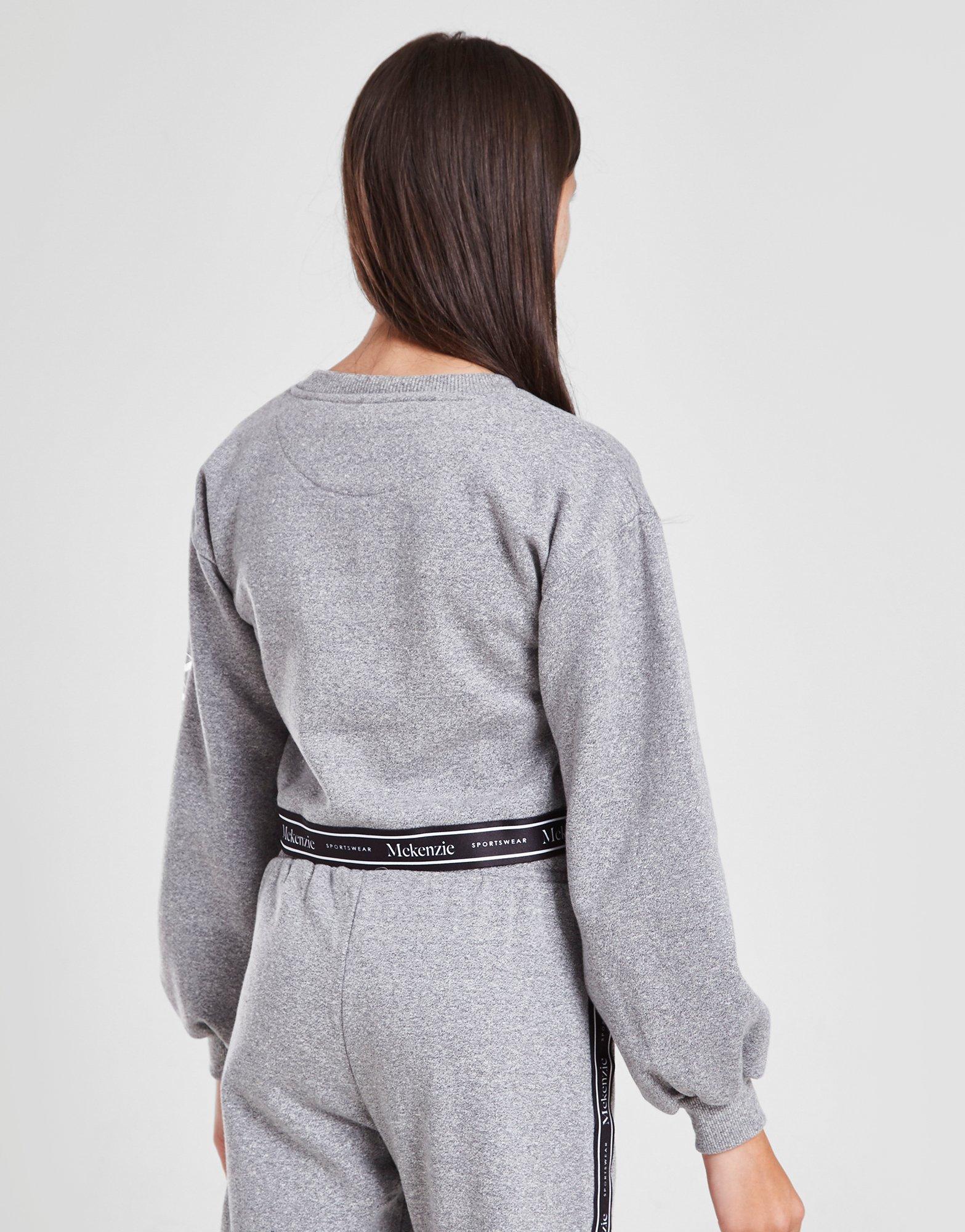 MCKENZIE BLUZA Z KAPTUREM GIRLS' ISLA TAPE CROP MCKTJ14555GRY Szary