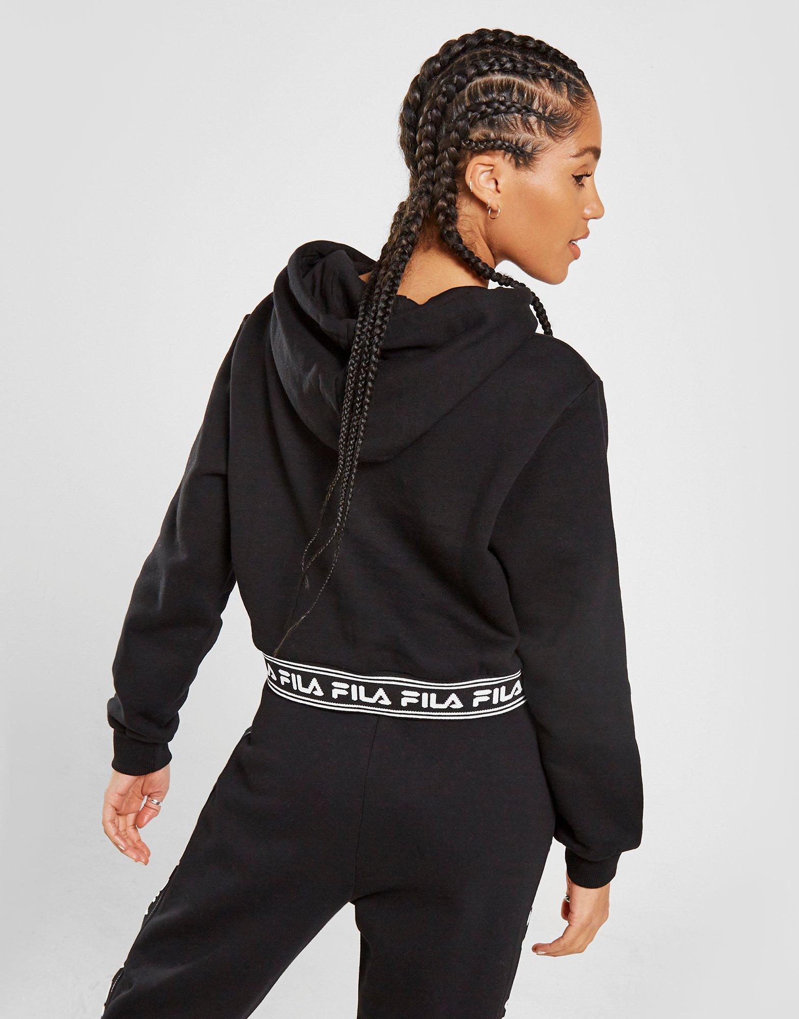 Bluza damska FILA BLUZA Z KAPTUREM JAQUARD BOXY CROP HOODIE FRANBLK Czarny