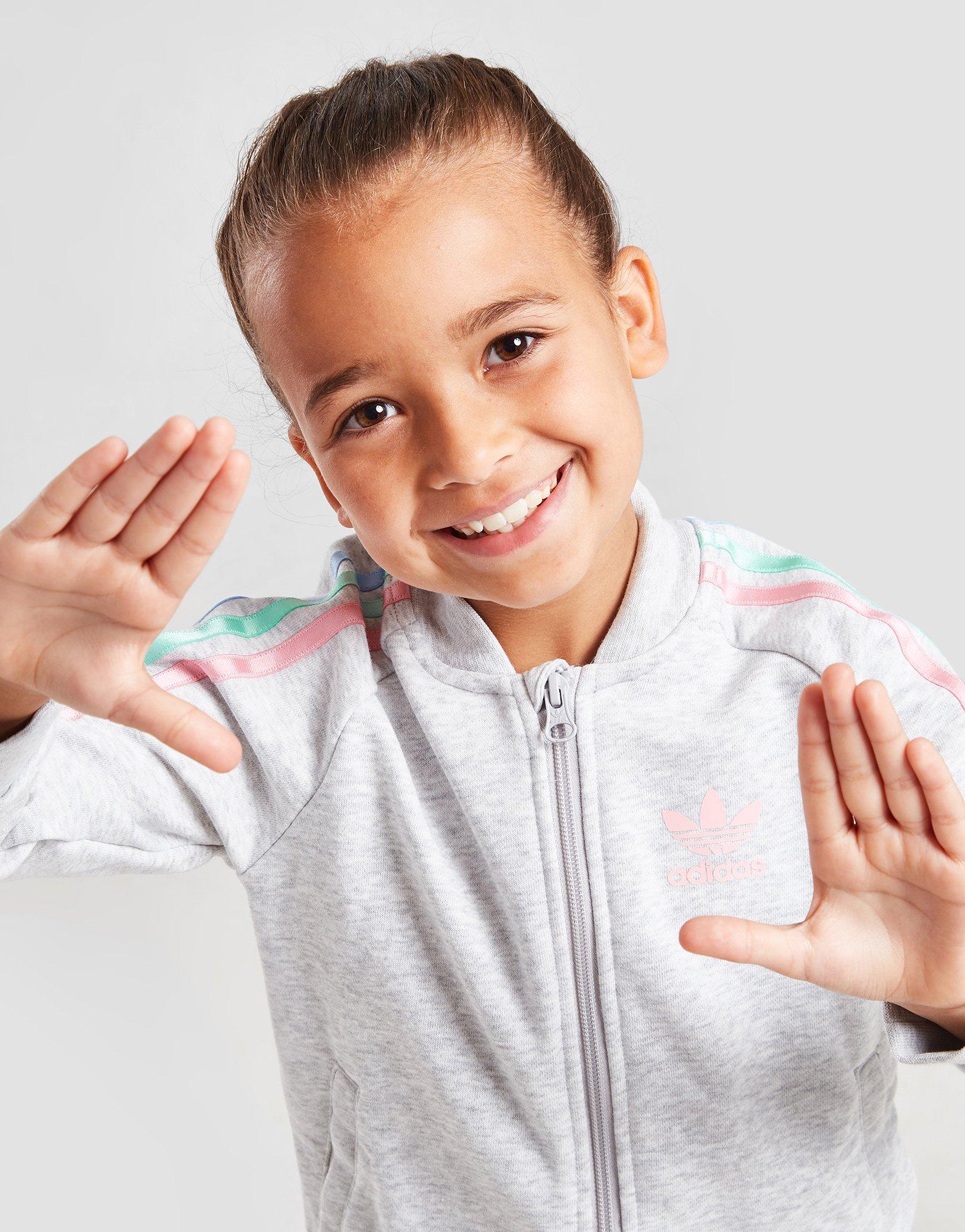 Komplet dresowy dziecięcy ADIDAS DRES GIRLS' TRISTRIPE TRACK TOP/LEGGINGS GU1818 Szary