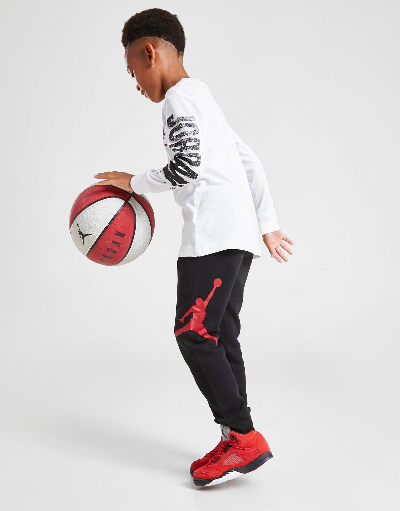 Koszulka, t-shirt dziecięcy JORDAN T-SHIRT LONG SLEEVE T-SHIRT/JOGGERS SET 85B010023 Biały