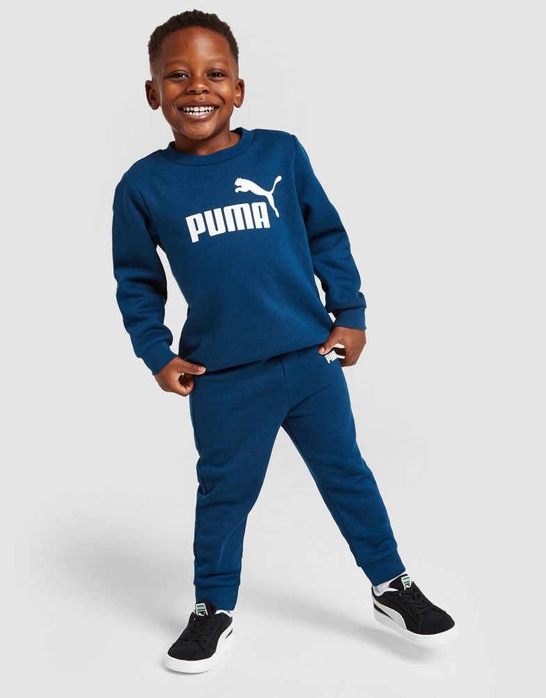 Komplet dresowy dziecięcy PUMA DRES ESS CRW ST PETROL'BLU/WH 84614138 Niebieski