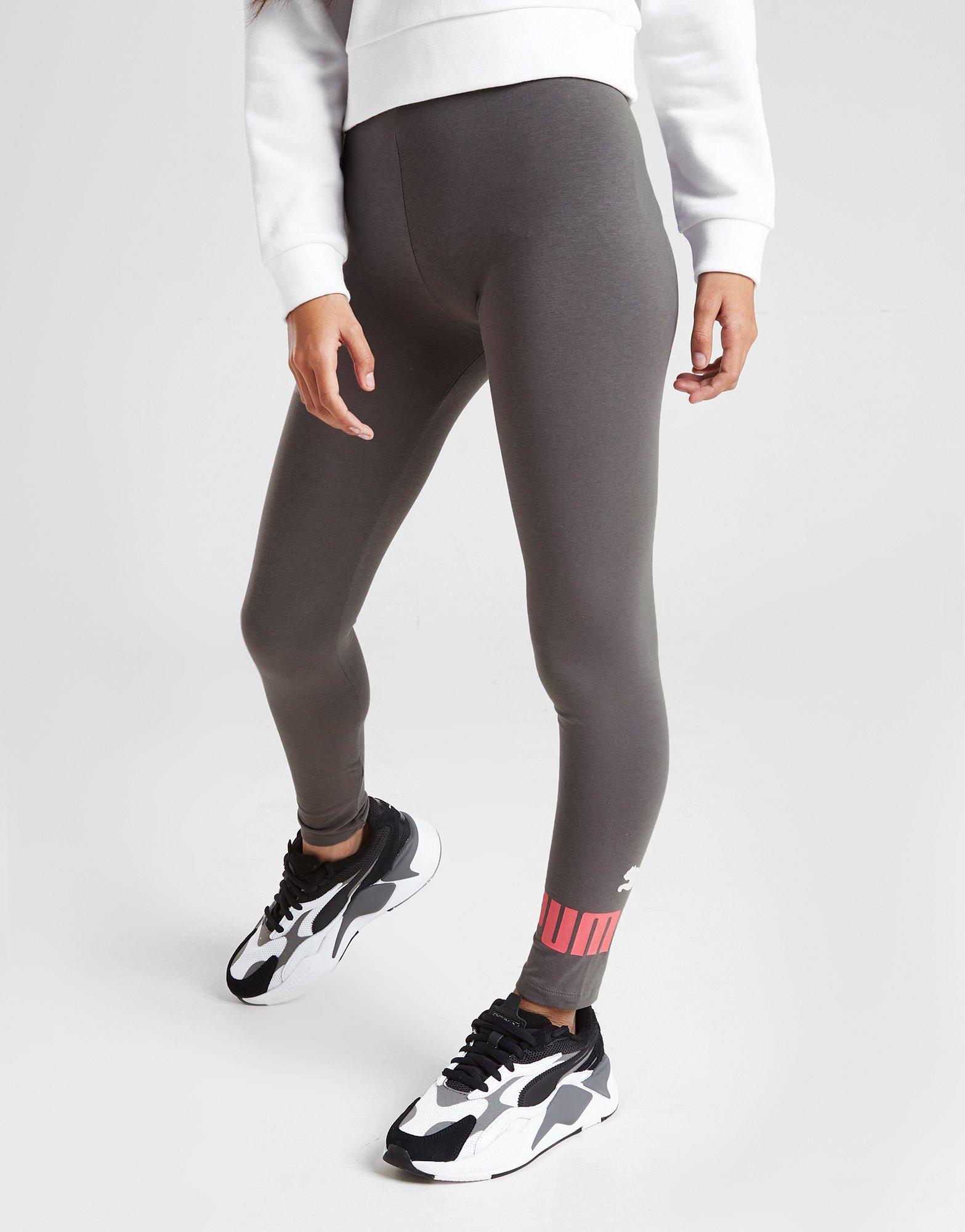 Detské nohavice PUMA GIRLS' ESSENTIALS LOGO LEGGINGS JUNIOR  58773703 Sivá