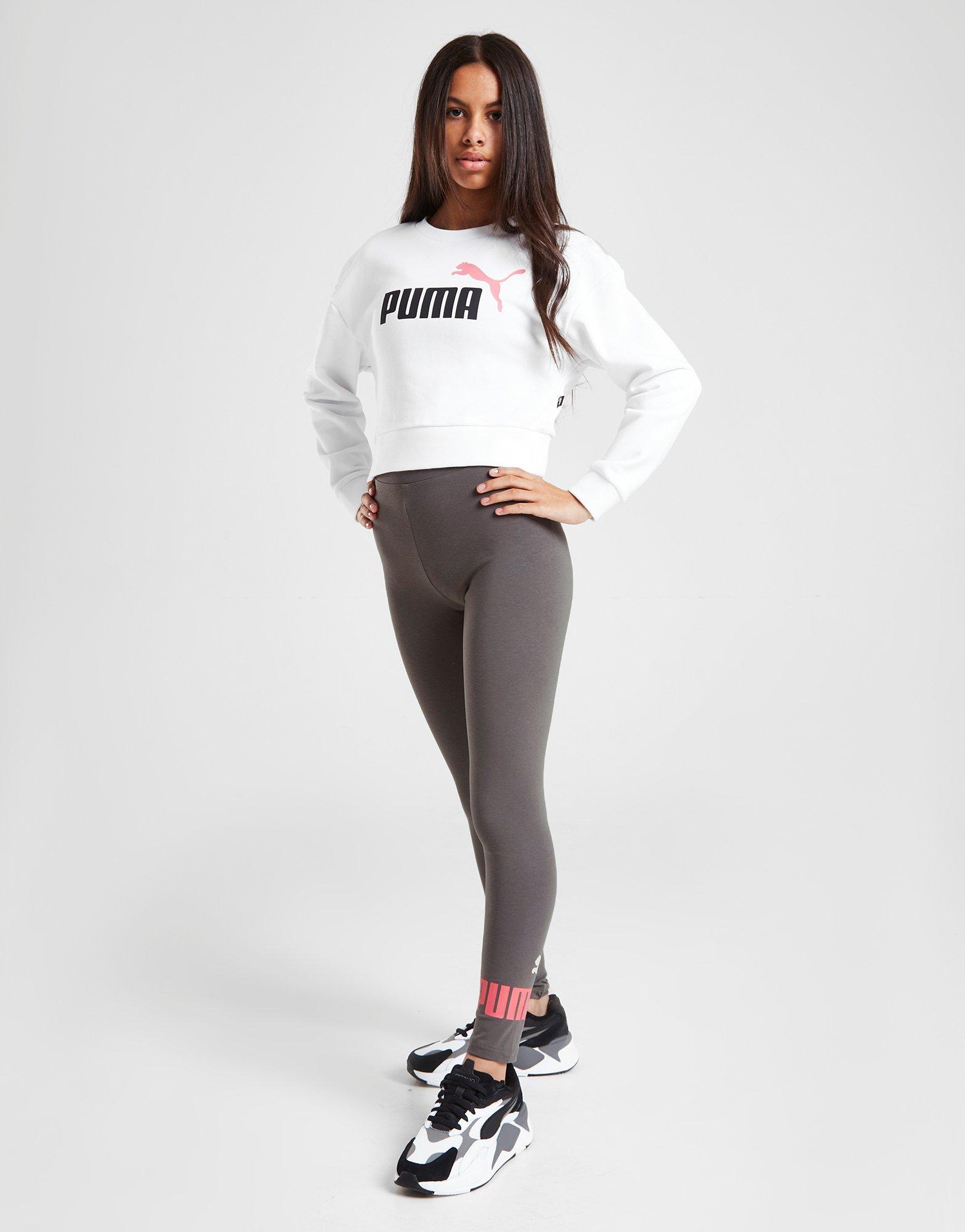 Detské nohavice PUMA GIRLS' ESSENTIALS LOGO LEGGINGS JUNIOR  58773703 Sivá