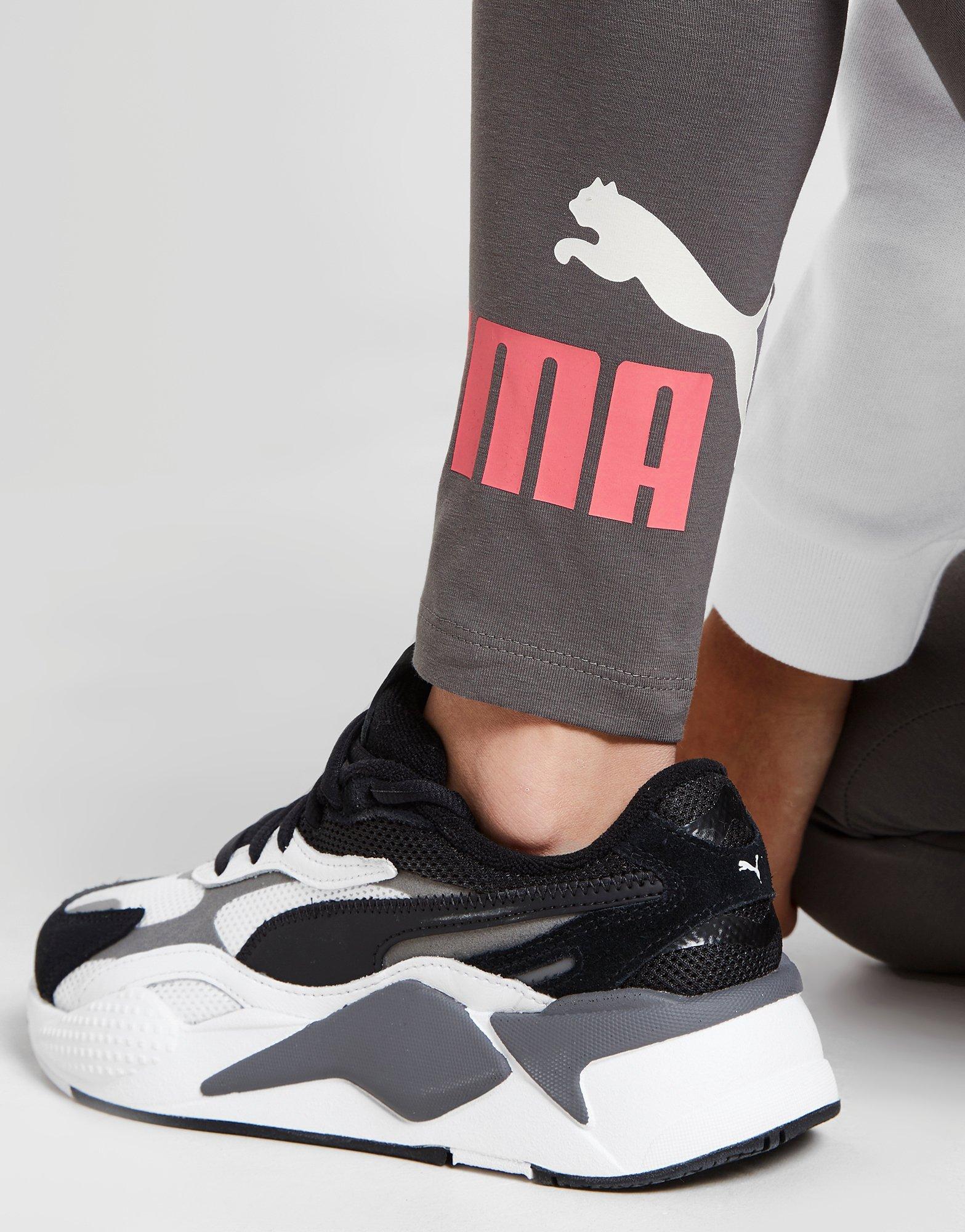 Detské nohavice PUMA GIRLS' ESSENTIALS LOGO LEGGINGS JUNIOR  58773703 Sivá