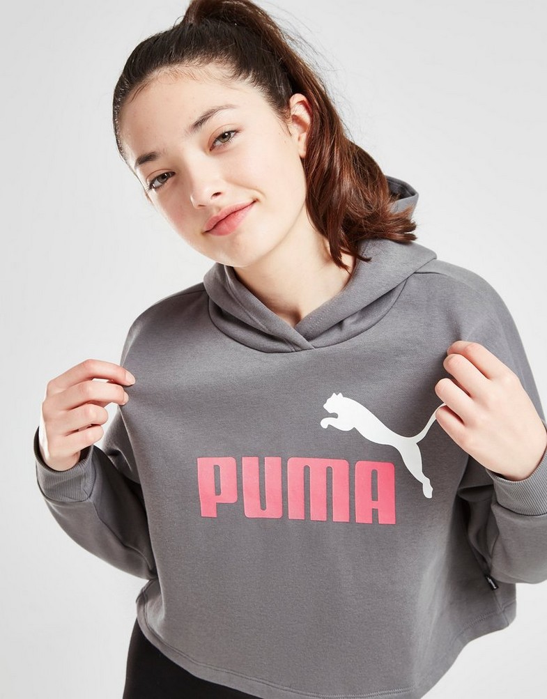 Detská mikina PUMA MIKINA S KAPUCŇOU GIRLS' CORE CROP HOODIE JUN 84868603 Sivá