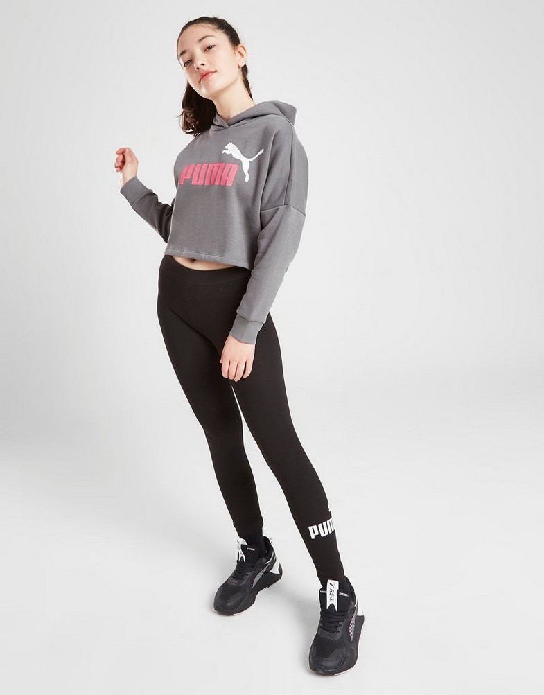 Detská mikina PUMA MIKINA S KAPUCŇOU GIRLS' CORE CROP HOODIE JUN 84868603 Sivá
