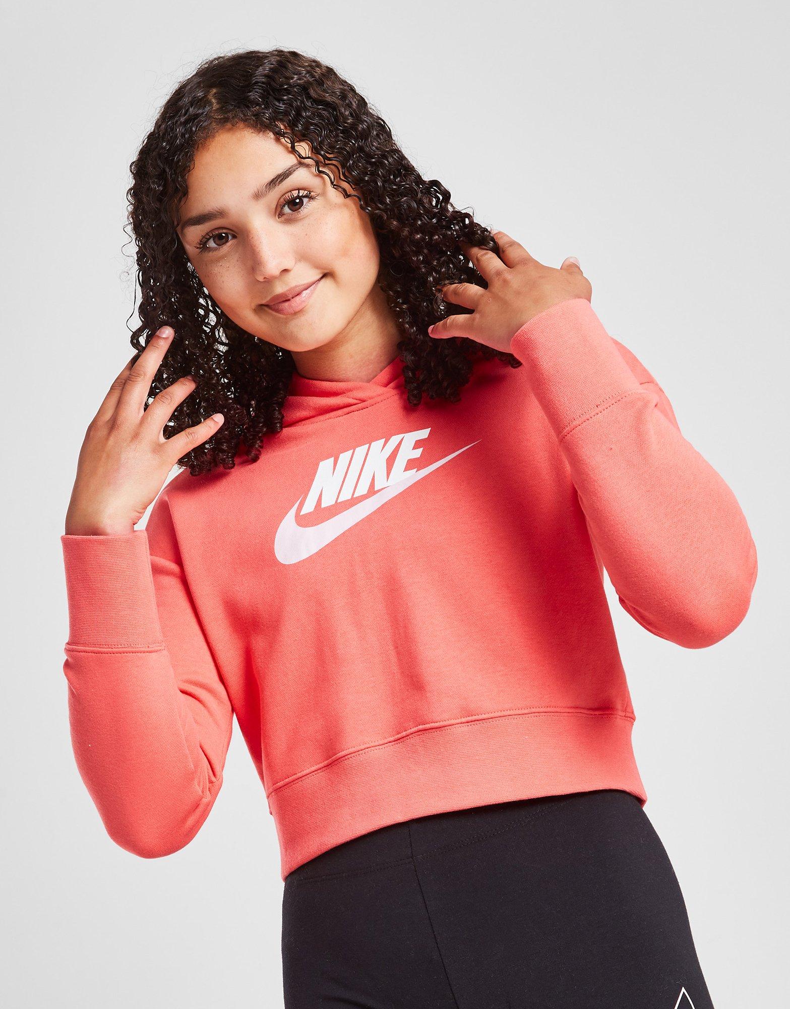 Detská mikina NIKE MIKINA S KAPUCŇOU GIRLS' SPORTSWEAR CROPPED GIRL DC7210-814 Ružová