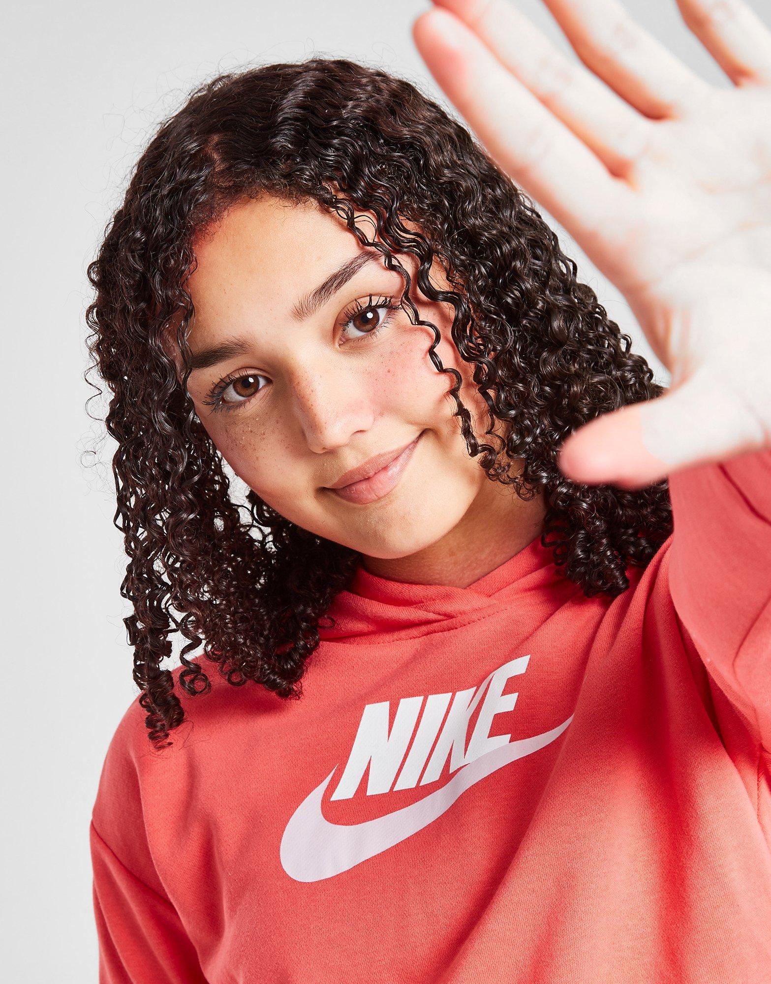 Detská mikina NIKE MIKINA S KAPUCŇOU GIRLS' SPORTSWEAR CROPPED GIRL DC7210-814 Ružová