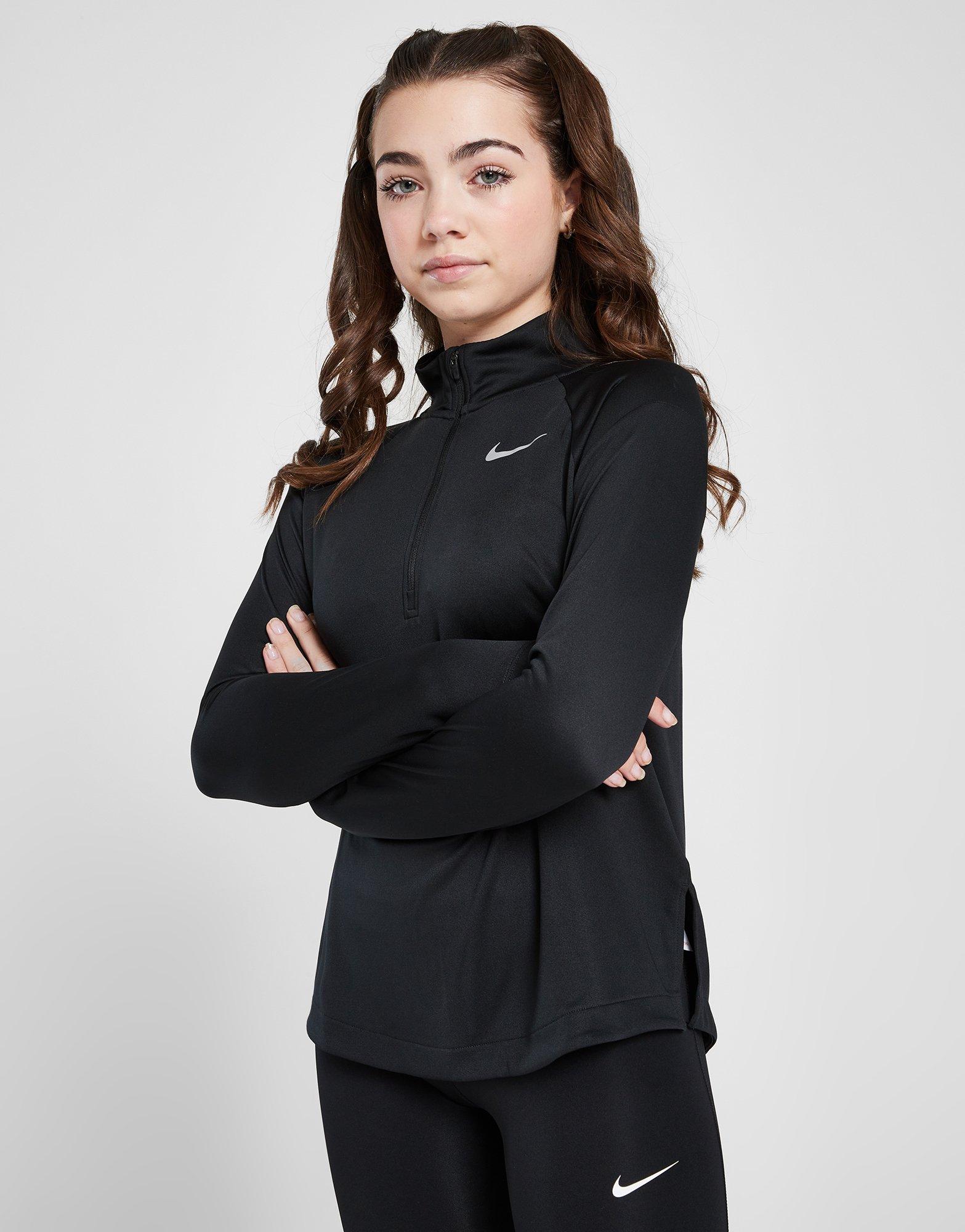 Detská mikina NIKE TRIČKO (G)(F)NK DF LS TOP RUN HZ LT PNK GIRL DD7617-010 Černá
