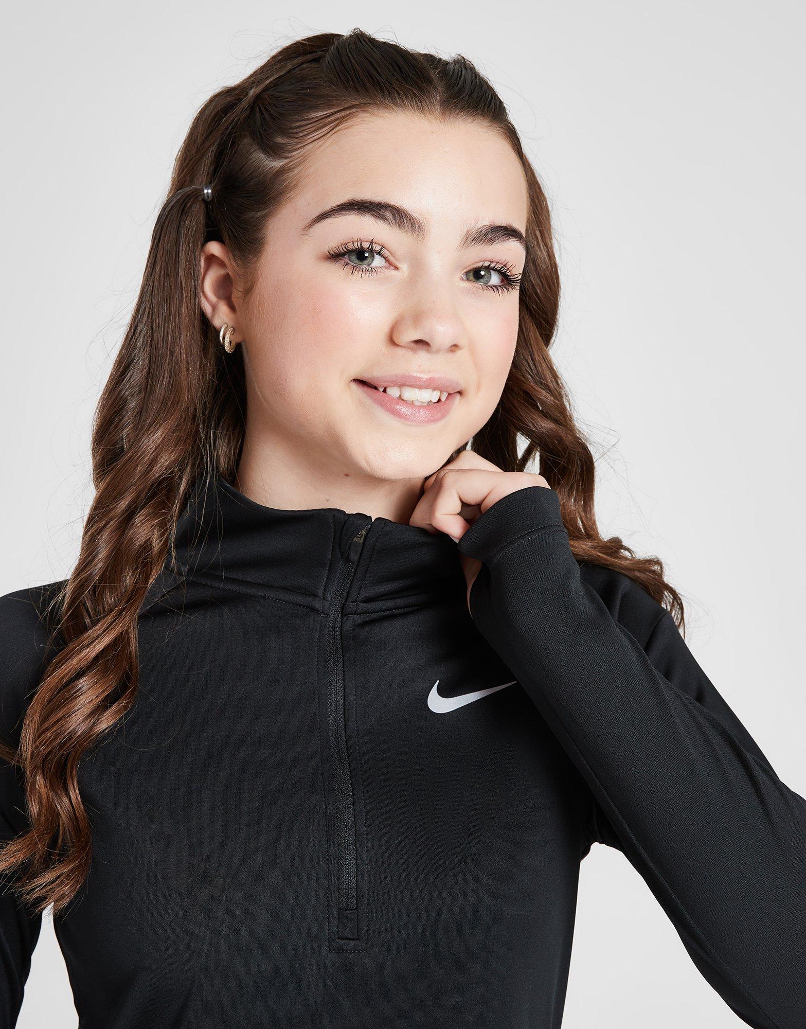 Detská mikina NIKE TRIČKO (G)(F)NK DF LS TOP RUN HZ LT PNK GIRL DD7617-010 Černá