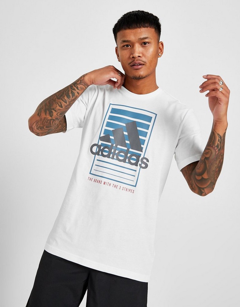 Koszulka, t-shirt męski ADIDAS T-SHIRT BADGE OF SPORT BOX FADE T-SHIRT HE7250 Biały