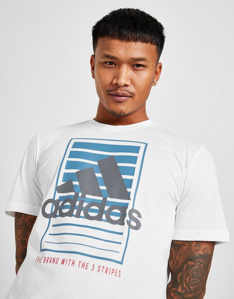 Koszulka, t-shirt męski ADIDAS T-SHIRT BADGE OF SPORT BOX FADE T-SHIRT HE7250 Biały
