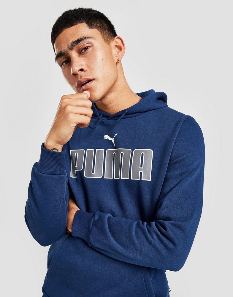 Bluza męska PUMA BLUZA Z KAPTUREM CORE LARGE LOGO HOODIE 84596007 Niebieski