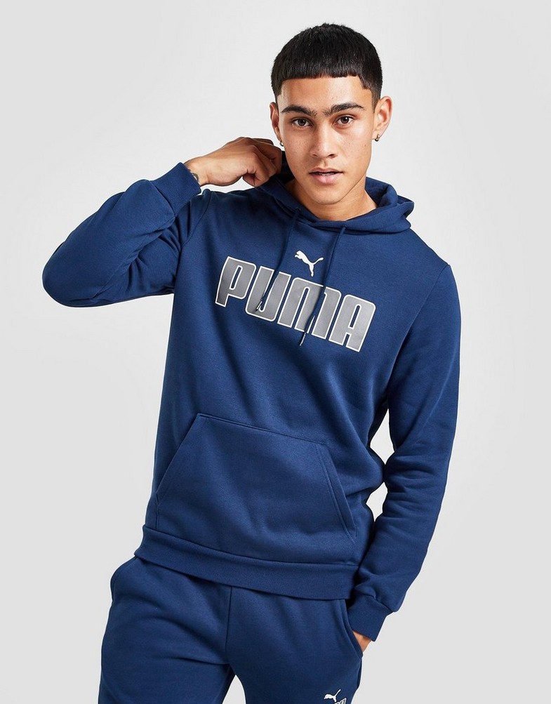 Bluza męska PUMA BLUZA Z KAPTUREM CORE LARGE LOGO HOODIE 84596007 Niebieski