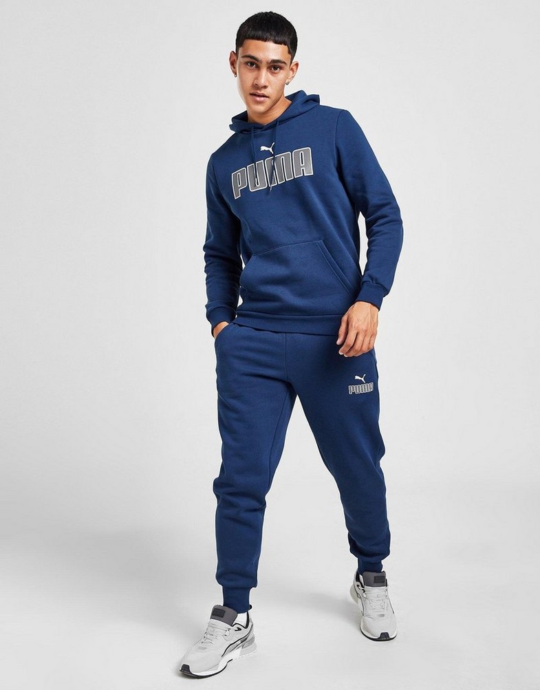 Bluza męska PUMA BLUZA Z KAPTUREM CORE LARGE LOGO HOODIE 84596007 Niebieski