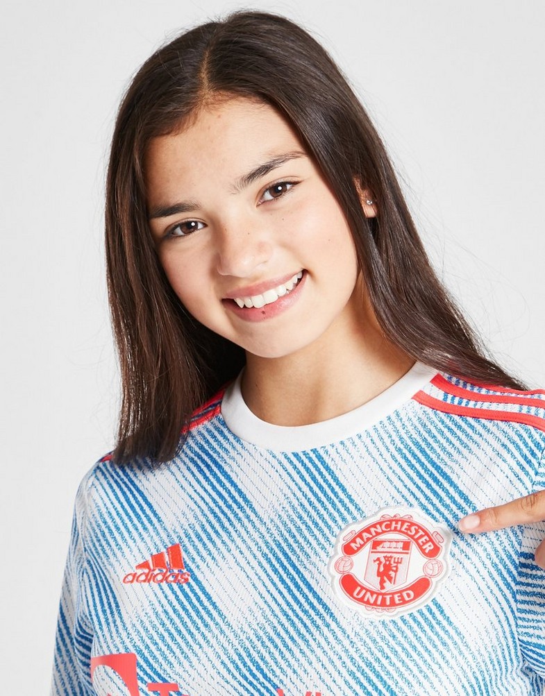 Komplet dresowy dziecięcy ADIDAS KOMPLET MANCHESTER UNITED FC AWAY SHIRT JUNIOR GS2406 Biały