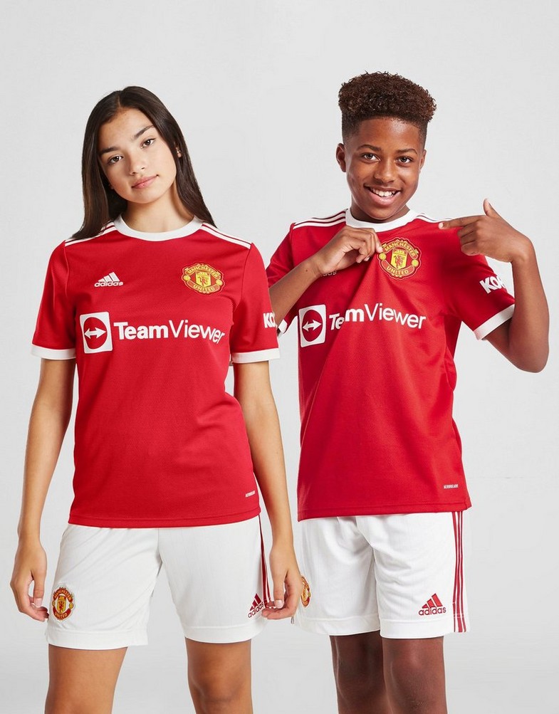 Komplet dresowy dziecięcy ADIDAS KOMPLET MANCHESTER UNITED FC 2021/22 HOME SHIRT JUNIOR GR3778 Czerwony