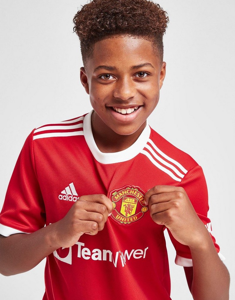 Komplet dresowy dziecięcy ADIDAS KOMPLET MANCHESTER UNITED FC 2021/22 HOME SHIRT JUNIOR GR3778 Czerwony