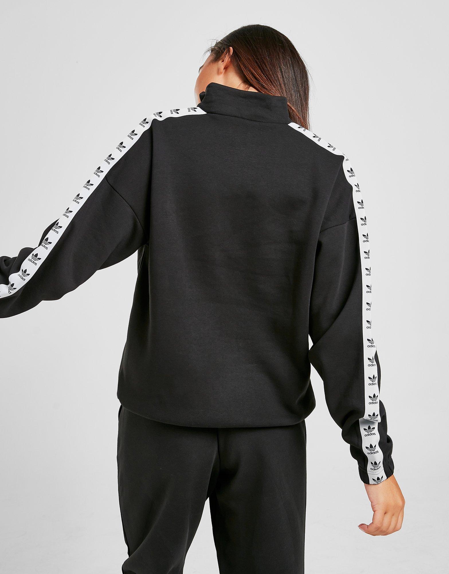 Bluză pentru femei ADIDAS BLUZĂ CU GLUGĂ TREFOIL TAPERED 1/4 HB6027 Negru