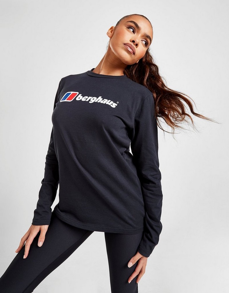 Koszulka, t-shirt damski BERGHAUS KRÓTKI RĘKAW LONG SLEEVE LOGO T-SHIRT 4A001109BP6 Czarny