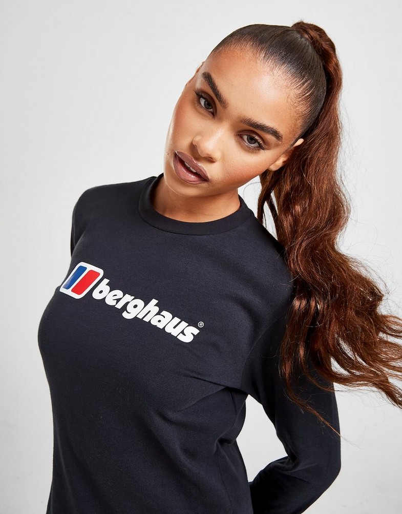 Koszulka, t-shirt damski BERGHAUS KRÓTKI RĘKAW LONG SLEEVE LOGO T-SHIRT 4A001109BP6 Czarny