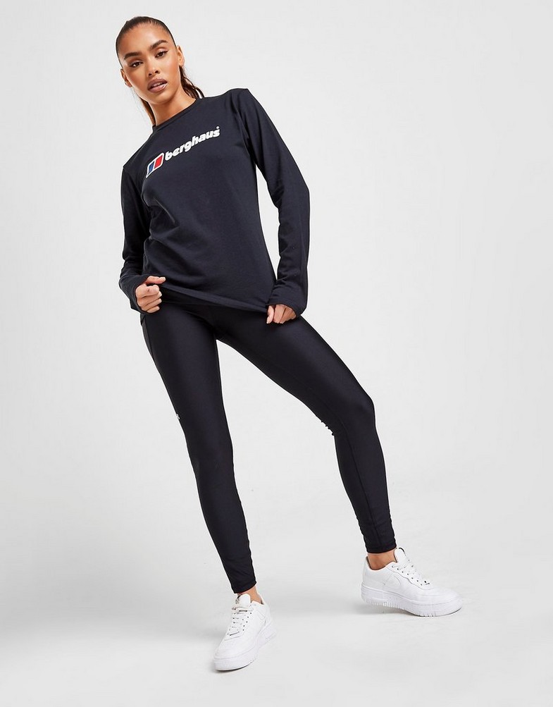 Koszulka, t-shirt damski BERGHAUS KRÓTKI RĘKAW LONG SLEEVE LOGO T-SHIRT 4A001109BP6 Czarny