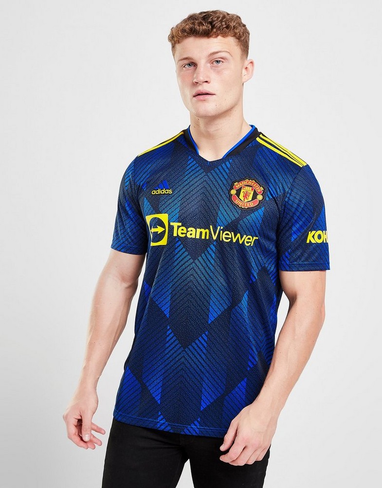 Koszulka, t-shirt męski ADIDAS KRÓTKI RĘKAW MANCHESTER UNITED FC 2021/22 THIRD SHIRT GM4616 Niebieski