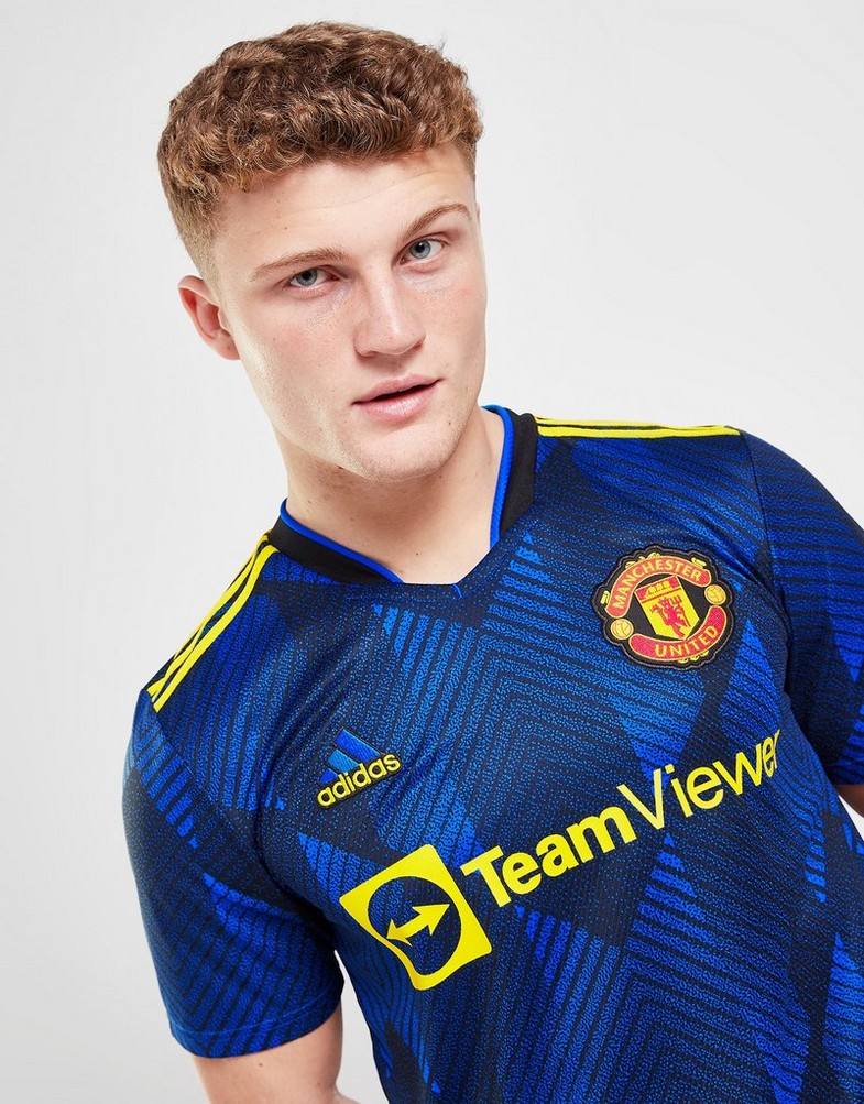 Koszulka, t-shirt męski ADIDAS KRÓTKI RĘKAW MANCHESTER UNITED FC 2021/22 THIRD SHIRT GM4616 Niebieski