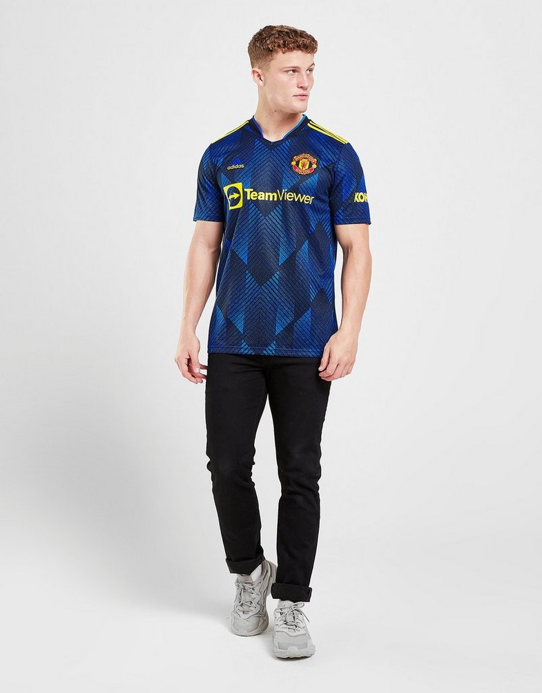 Koszulka, t-shirt męski ADIDAS KRÓTKI RĘKAW MANCHESTER UNITED FC 2021/22 THIRD SHIRT GM4616 Niebieski