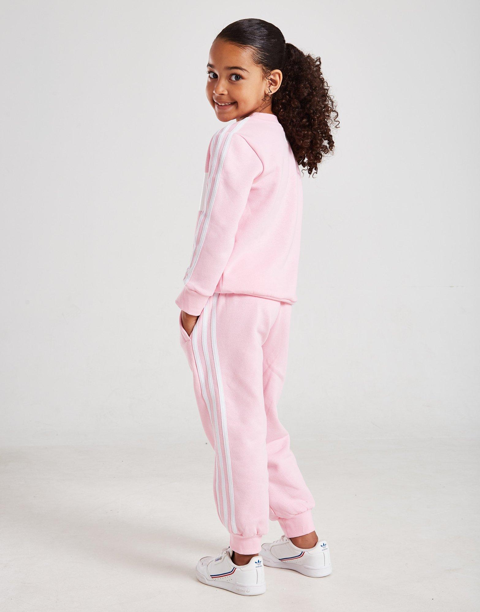 Dětská tepláková souprava ADIDAS DRES GIRLS' LINEAR ESSENTIAL CREW HD7334 Bílá