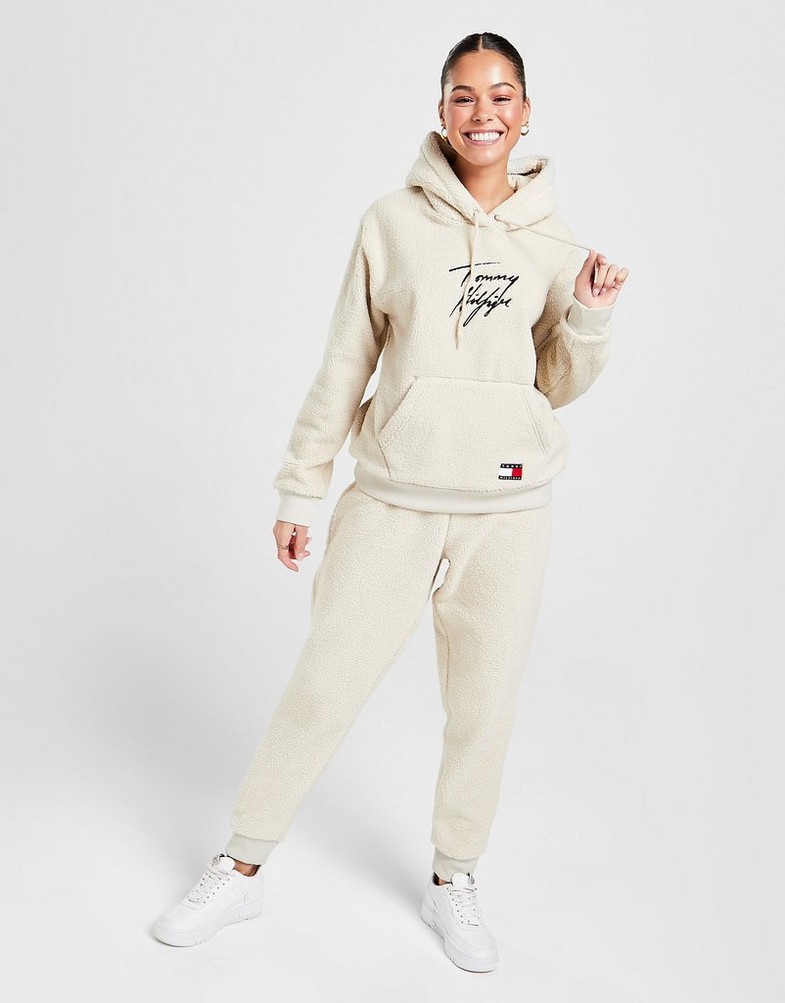 Bluza damska TOMMY HILFIGER Z KAPTUREM SHERPA HOODIE UW0UW03229AC1 Beżowy