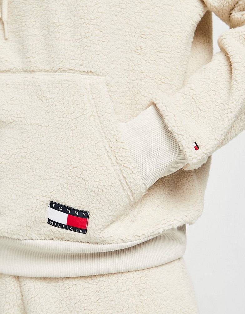 Bluza damska TOMMY HILFIGER Z KAPTUREM SHERPA HOODIE UW0UW03229AC1 Beżowy