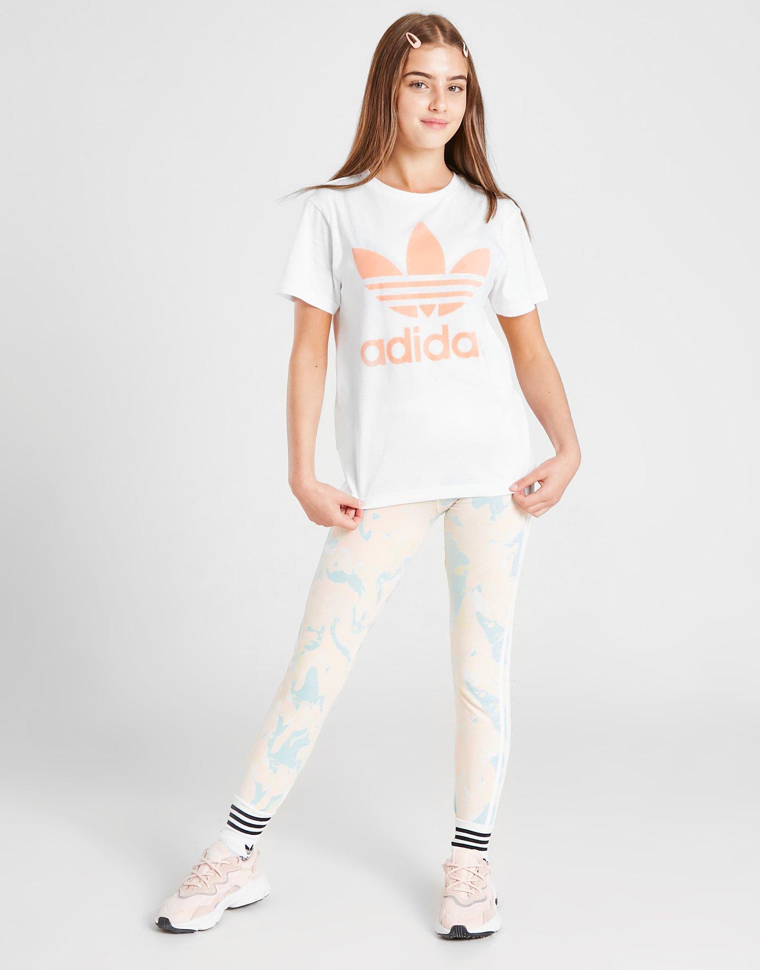 Koszulka, t-shirt dziecięcy ADIDAS T-SHIRT GIRLS' TREFOIL BOYFRIEND GIRL H35618 Biały