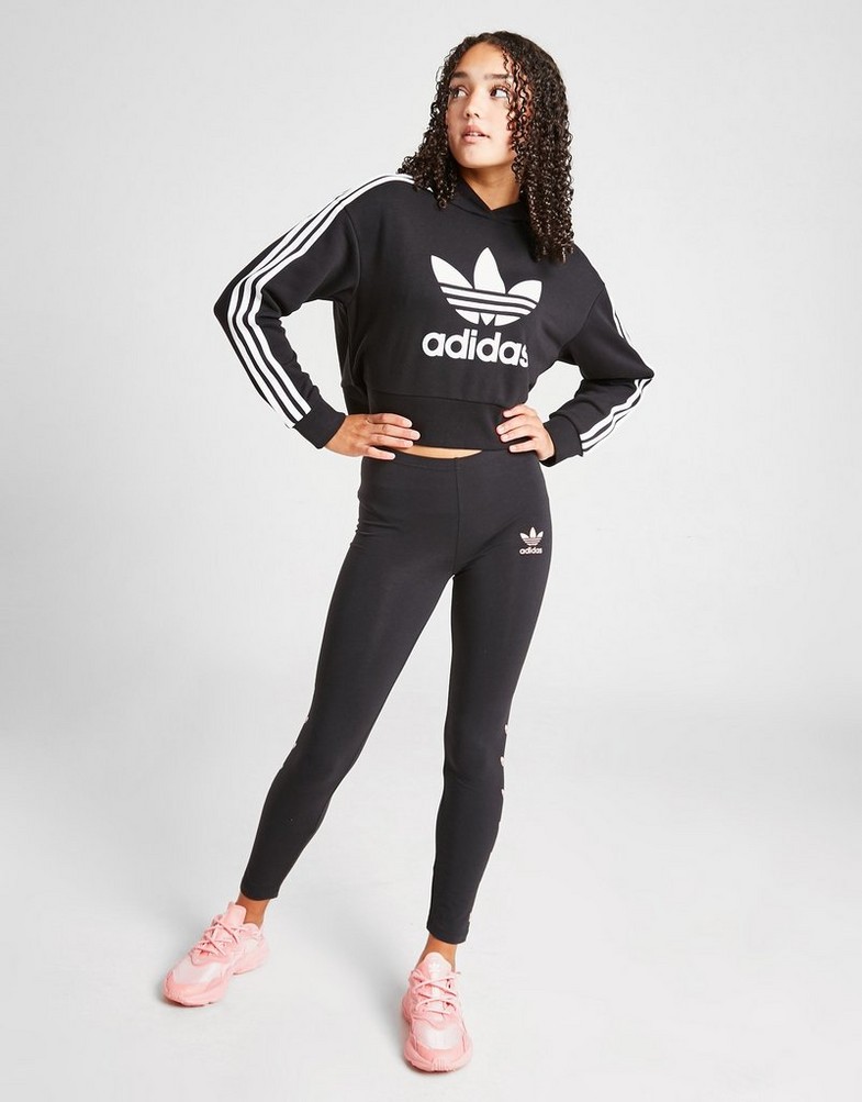 ADIDAS BLUZĂ CU GLUGĂ CROPPED HOODIE GIRL H32337 Negru