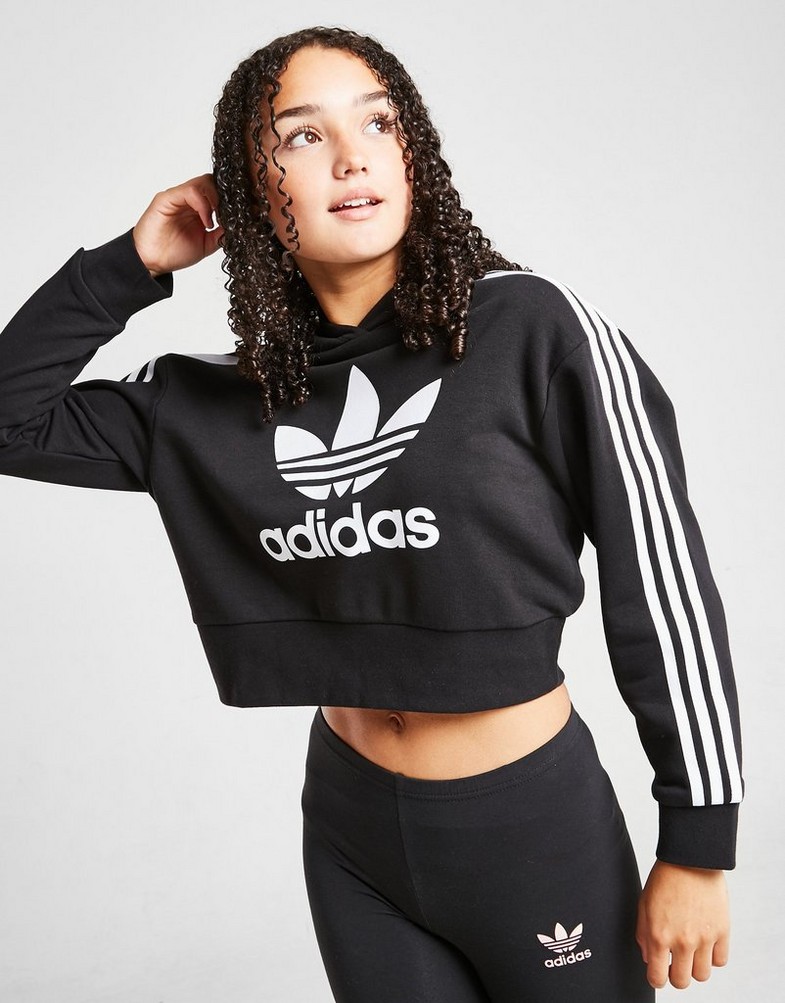 ADIDAS BLUZĂ CU GLUGĂ CROPPED HOODIE GIRL H32337 Negru