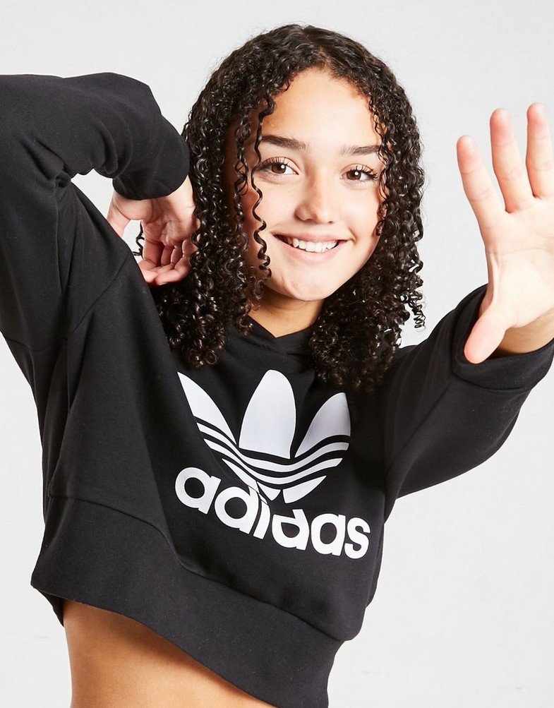ADIDAS BLUZĂ CU GLUGĂ CROPPED HOODIE GIRL H32337 Negru