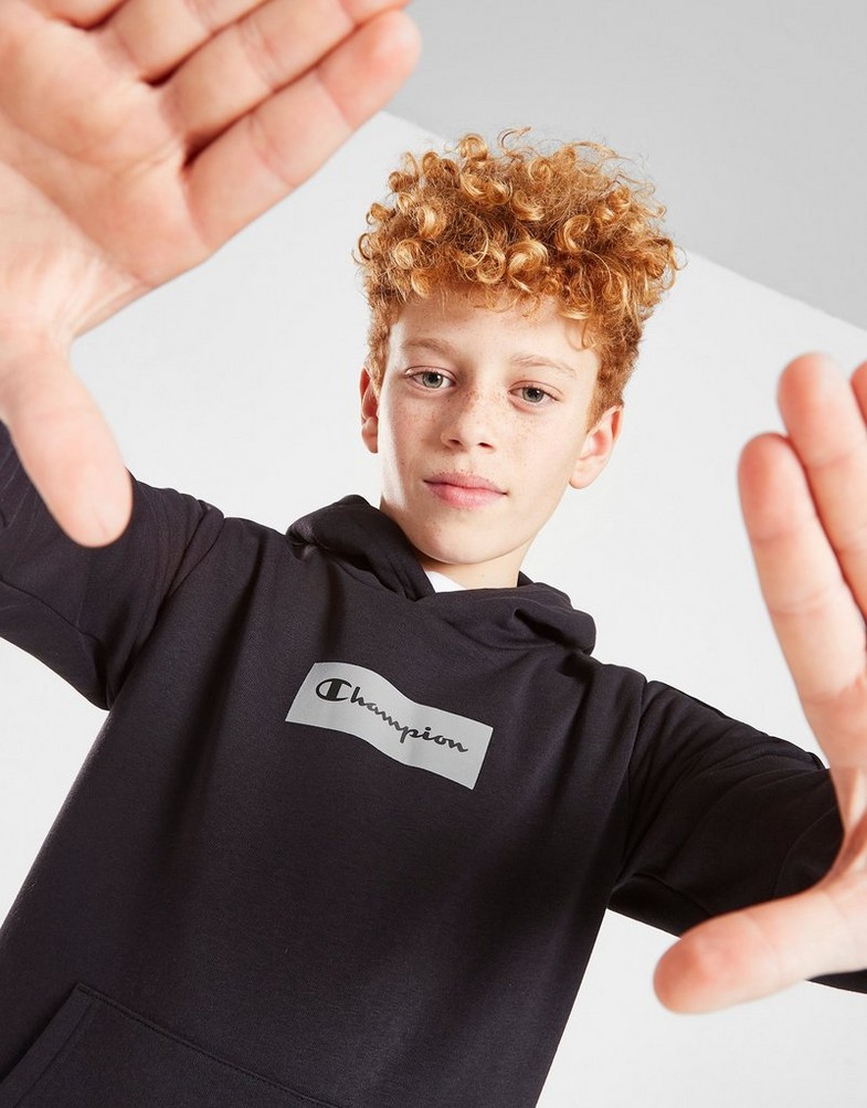 CHAMPION BLUZĂ CU GLUGĂ TAPE BOX LOGO 306092NBKKK001 Negru