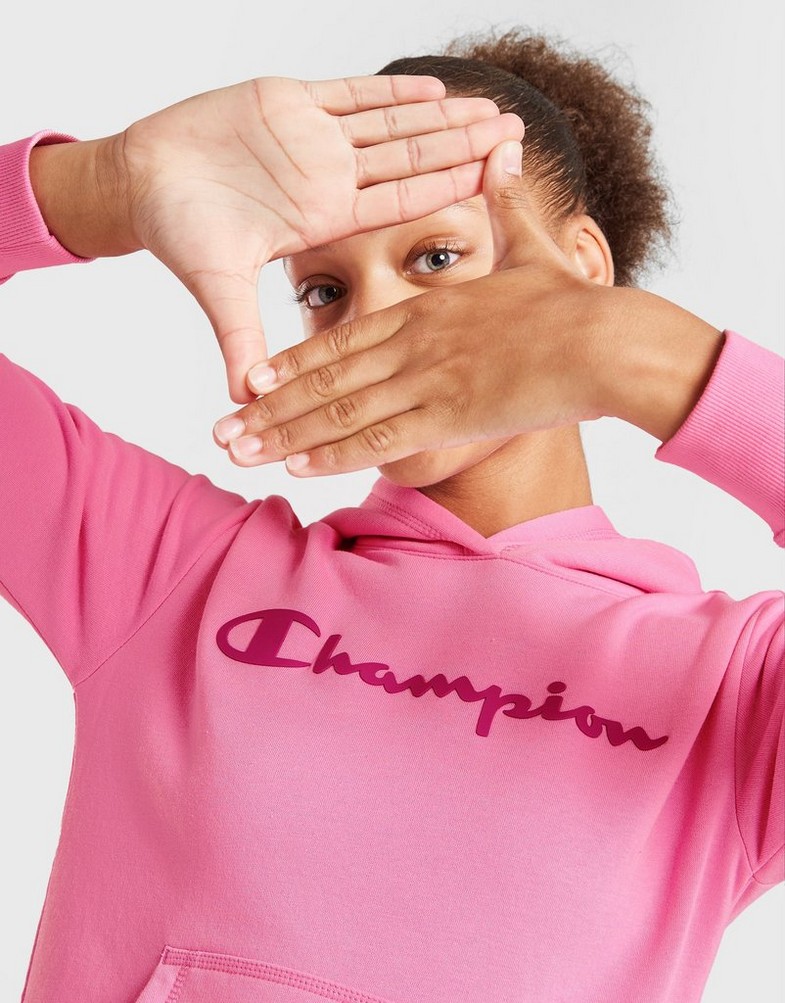 Detská mikina CHAMPION GIRLS' LOGO OVERHEAD HOODIE JUNIOR  403914PS009 Ružová