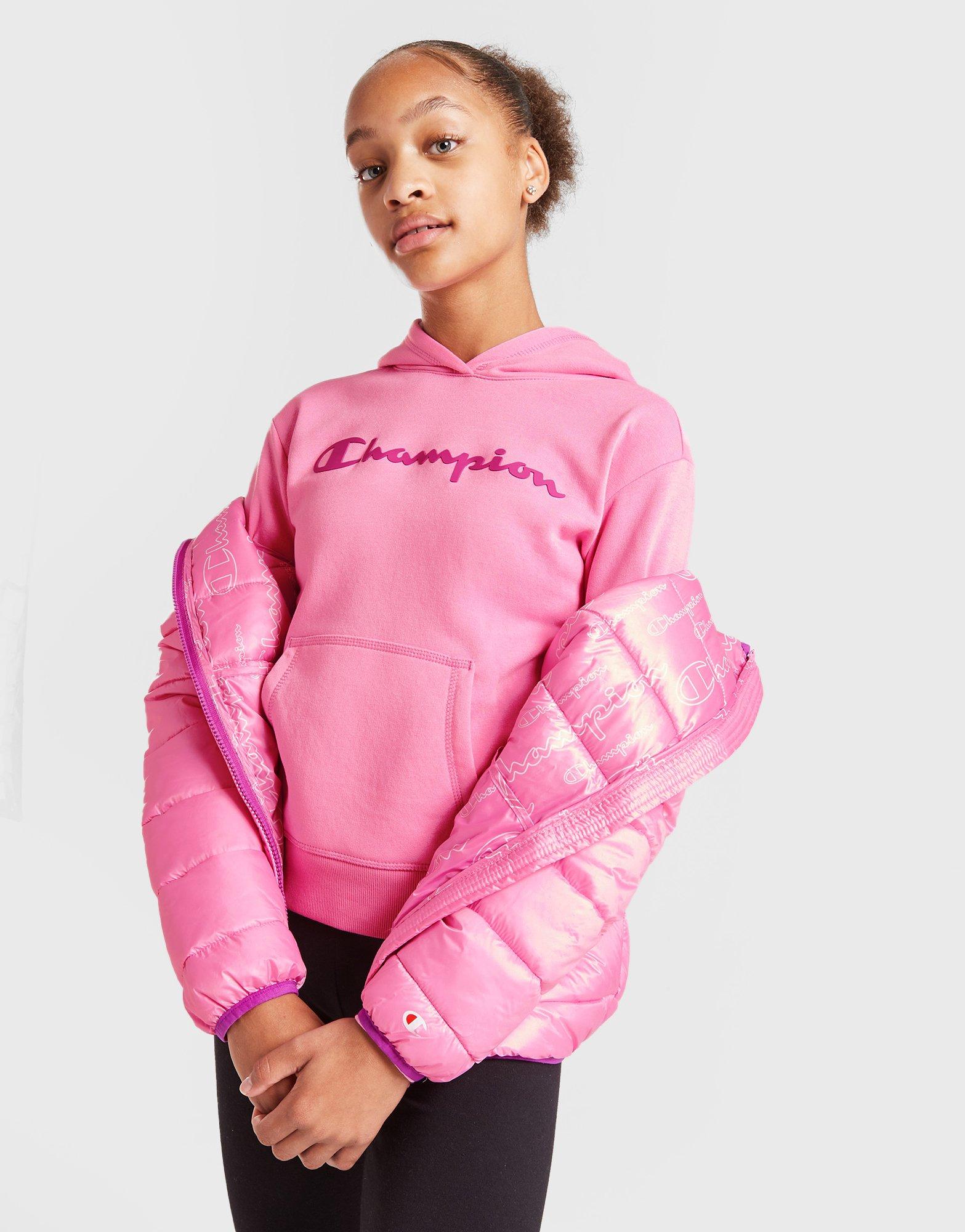 Detská mikina CHAMPION GIRLS' LOGO OVERHEAD HOODIE JUNIOR  403914PS009 Ružová