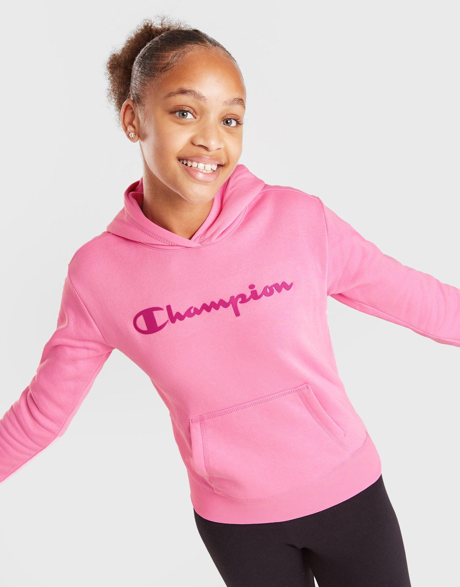 Detská mikina CHAMPION GIRLS' LOGO OVERHEAD HOODIE JUNIOR  403914PS009 Ružová