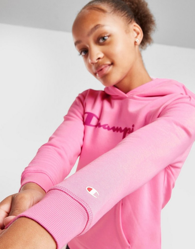 Detská mikina CHAMPION GIRLS' LOGO OVERHEAD HOODIE JUNIOR  403914PS009 Ružová