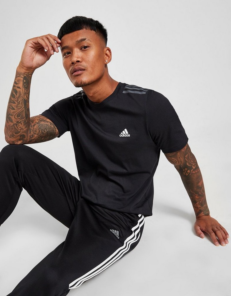 Pánske tričko ADIDAS TRIČKO BOS 3 STR T BLK/G5/WHT HN4191 Čierna